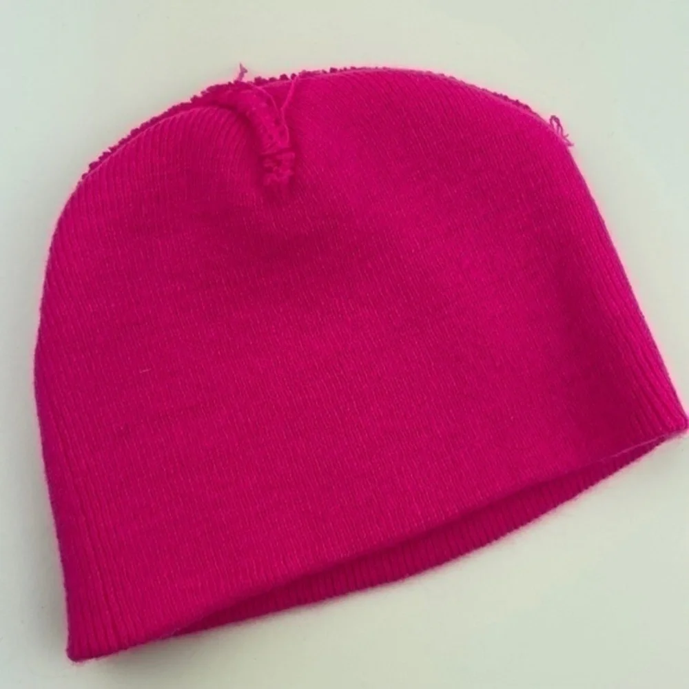 Bright Pink Knit Winter Hat Beanie Toddler Girls Size 2T to 4T